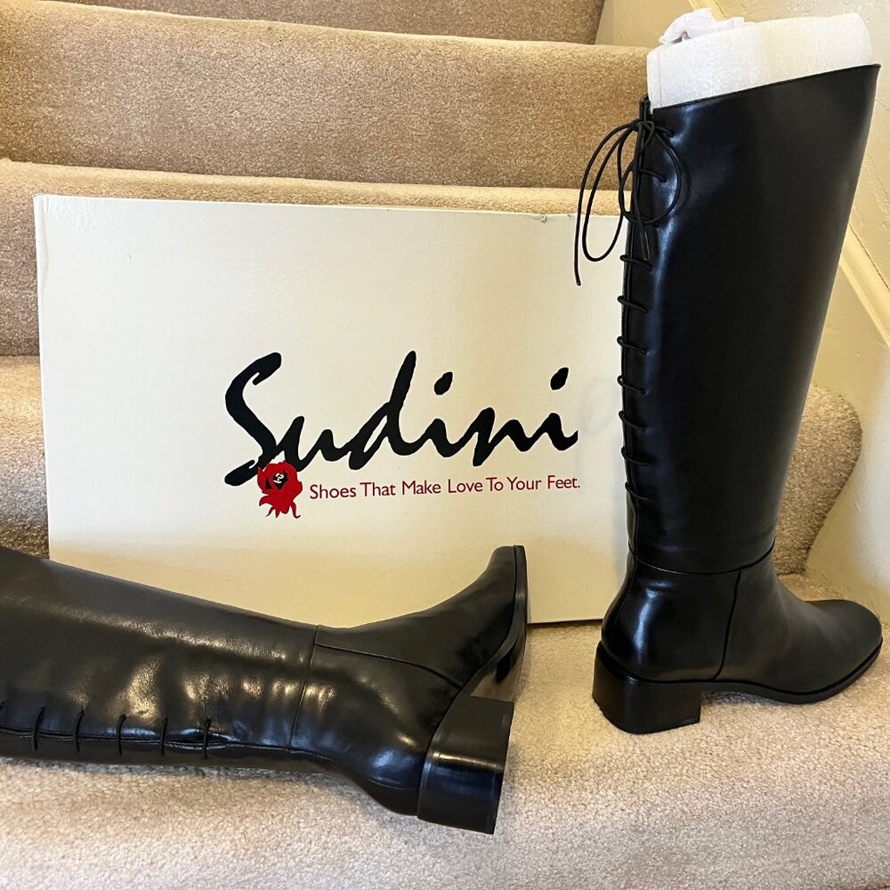 NIB Sudini black leather riding boots